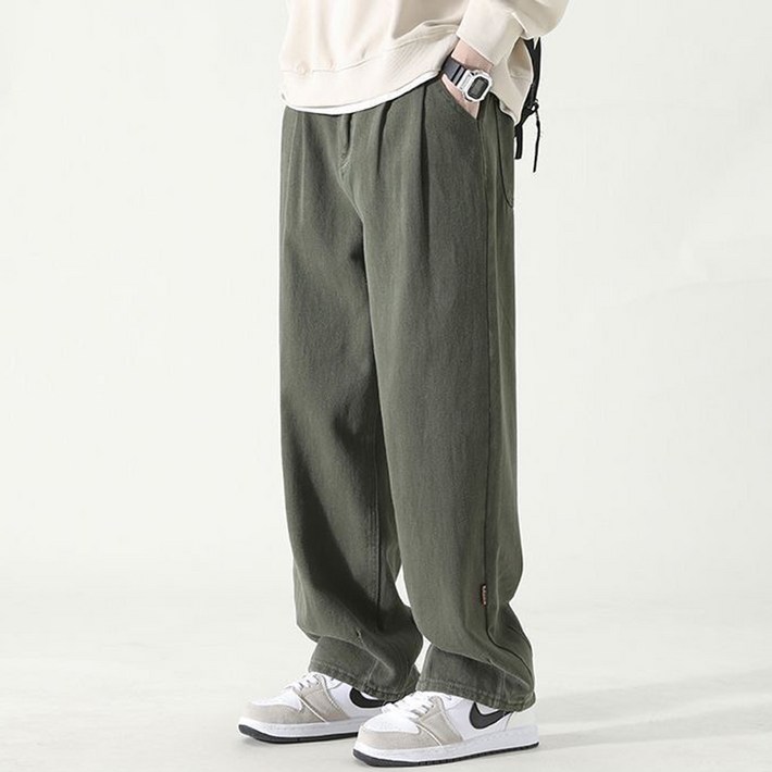 엘쏘 남성용 와이드핏 면 데일리 스트레이트 팬츠