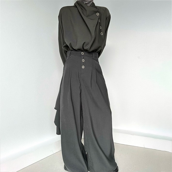 비비에모 샤헬 언밸런스 셔츠  와이드 팬츠 세트 11116