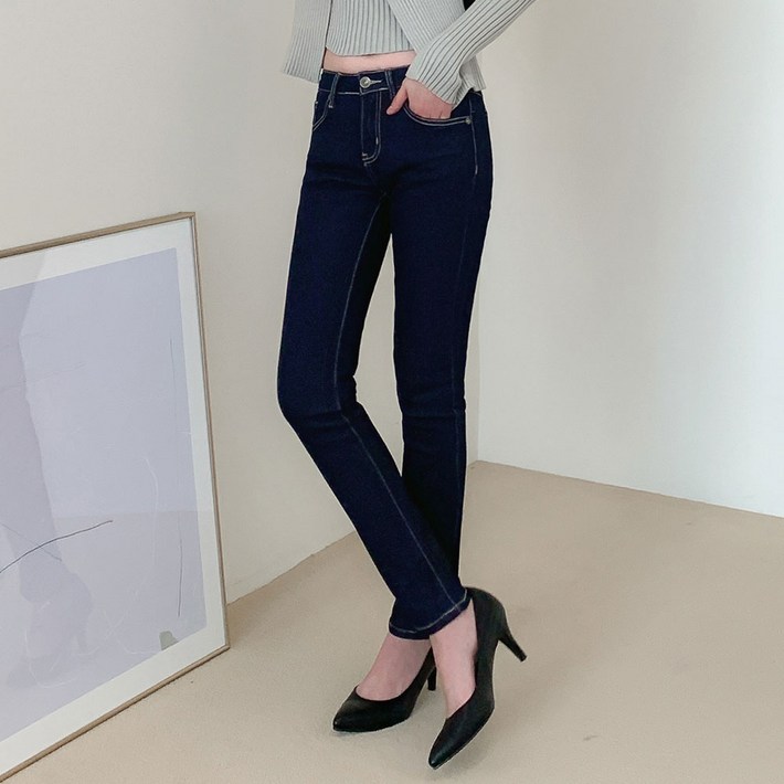 진마니아 여성용 허리스판 슬림 베이직 스트레이트핏 데님 팬츠 C958WNA