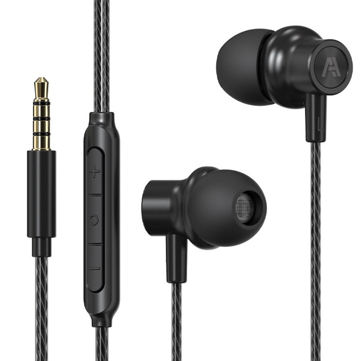 에이투 티타늄 드라이버 커널형 유선 이어폰, AT0101, 블랙, AT0101, 블랙