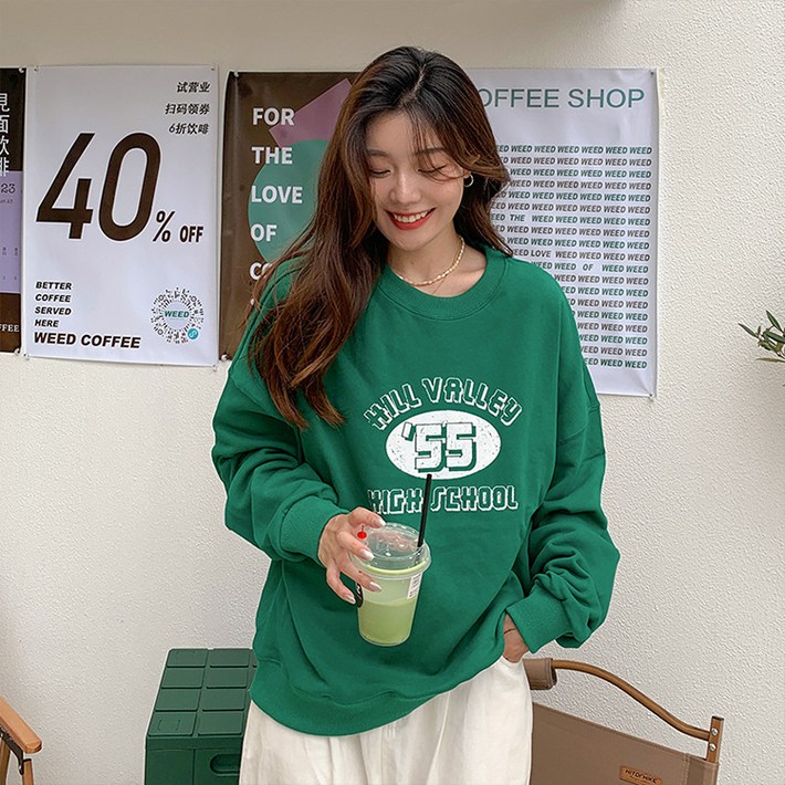 여성용 드레벨로 55 프린팅 맨투맨 CH2212876