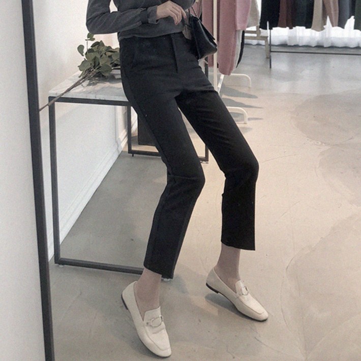 시크폭스 여성용 여우 10탄 데일리슬림핏 슬랙스 짧은기장