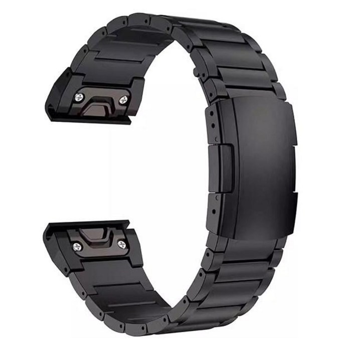 가민 피닉스8 호환 메탈 스트랩 티타늄 스틸 밴드, Fenix6X 6XPro 26mm, 3줄 블랙 다이얼