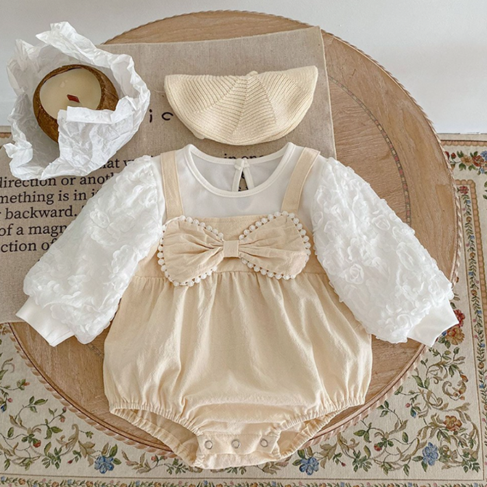 KC인증 당일출고베스더스 아기 여아 베이비 신생아 베베 러블리 리본 퍼프 슈트