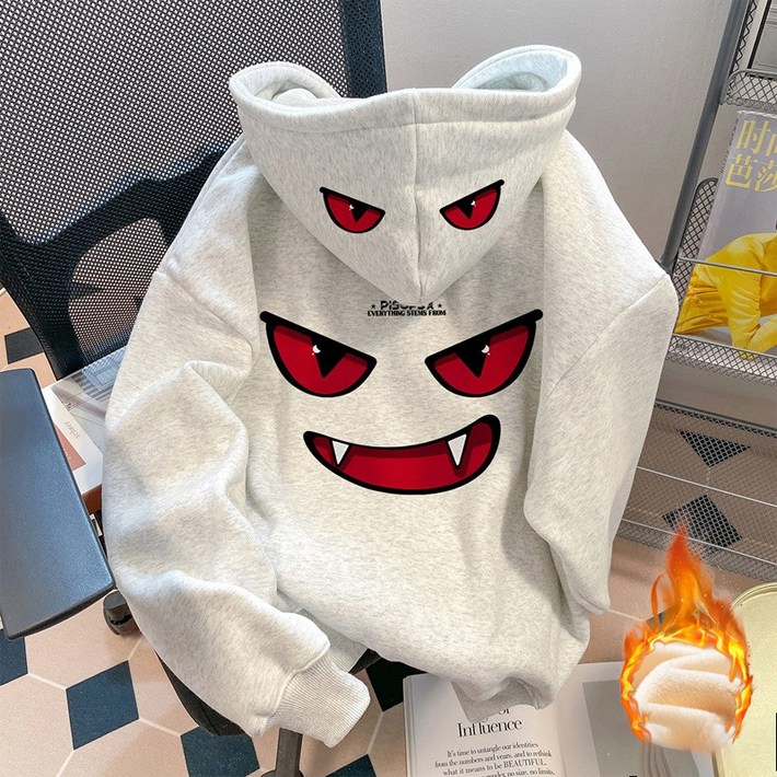 ZAJA추동 기모 후드티셔츠 루즈한 프린팅 남녀공용