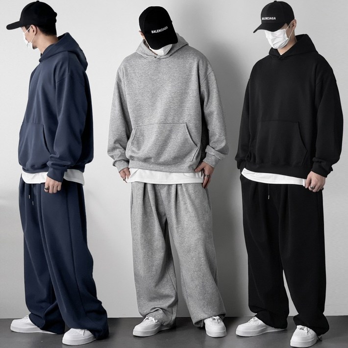 오프앤 탄탄 남자 오버핏 후드 트레이닝복 츄리닝 세트