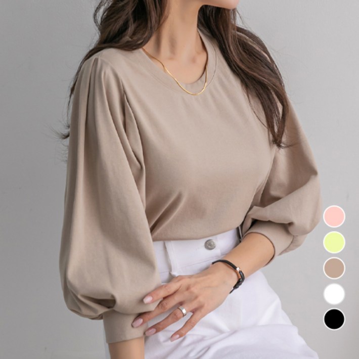 나크21 5588 퍼프소매 포인트 러블리 티셔츠 KO11T70