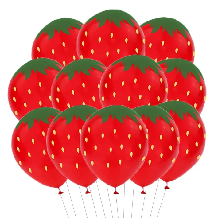 12pcs 달콤한 딸기 라텍스 풍선 세트 생일 축하 나는 사랑합니다 여름 Hawii 파티 장식 용품
