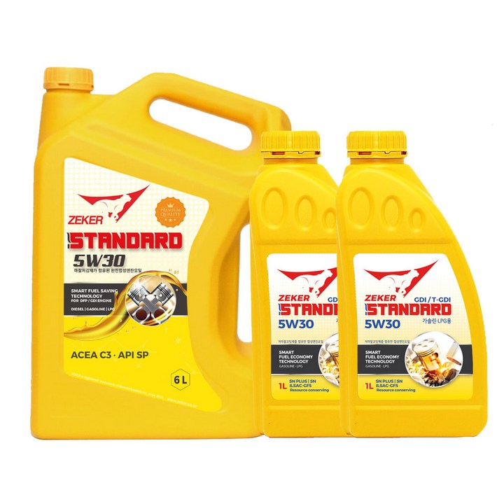 제커 스탠다드 GDI 5W30 GDI 가솔린 LPG SP SN 합성엔진오일 68L, 6L, 1개