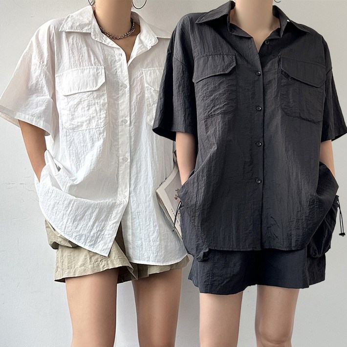 에이스토리 바스락남방 여자반팔셔츠 빅사이즈 여성여름남방