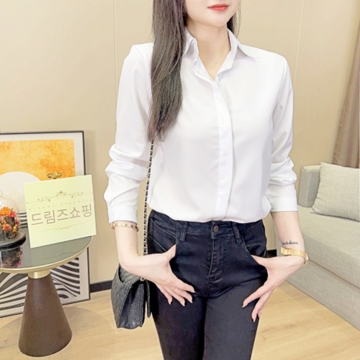 핫스윗 고급 여자흰셔츠 흰색블라우스 히든버튼 남방 셔츠 핫스윗 고급 여자흰셔츠 흰색블라우스 히든버튼 남방 셔츠