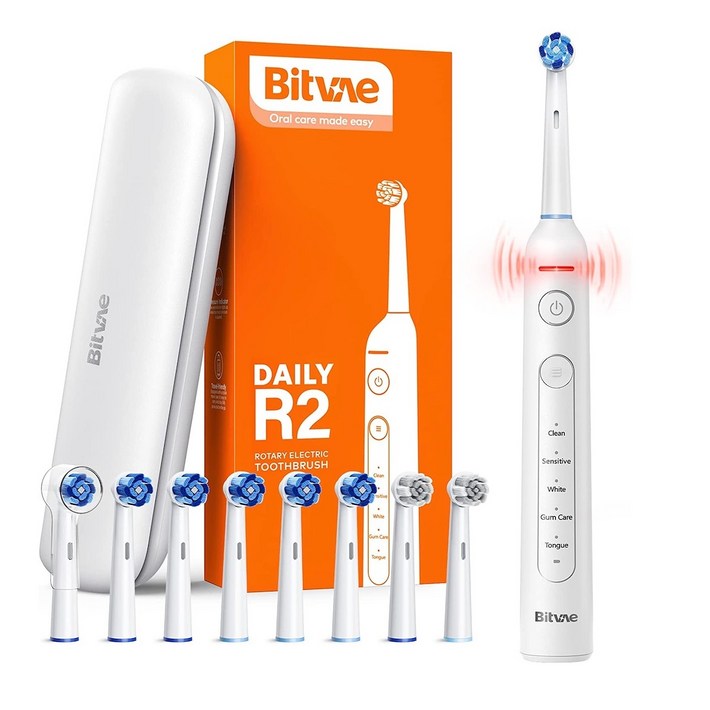 비트베이 R2 회전전동칫솔 스마트압력센서 칫솔모8개 휴대용케이스 포함 Bitvae Amazon 베스트 모델