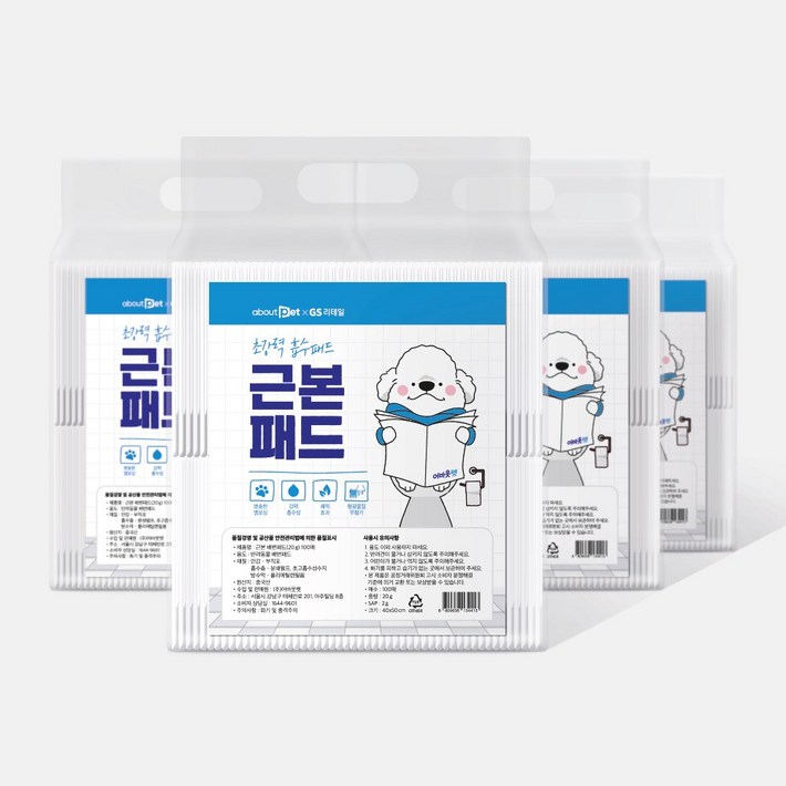 근본 배변패드 400매 20g, 4팩, 100개입