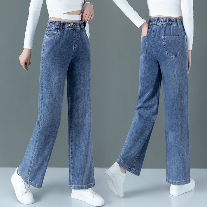 페이준 여성 봄 가을 와이드 밴딩 청바지 일자 청바지 QOP524
