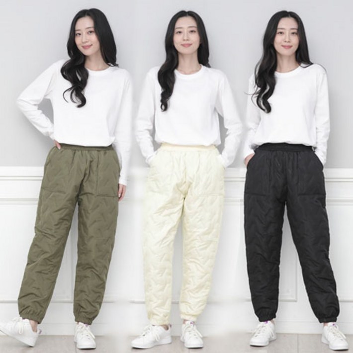 오지다 남녀공용 누빔 솜 조거 패딩바지 4컬러 빅사이즈