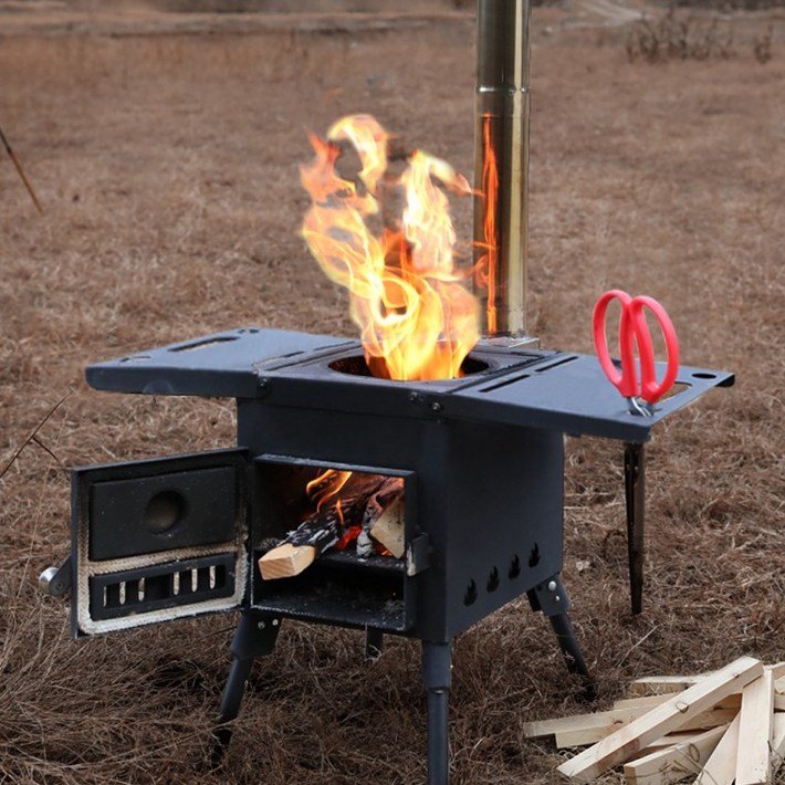 캠핑용 화목난로 휴대용 야외 전원주택 장작 불멍 화로 우드스토브 캠핑 난로, 1개