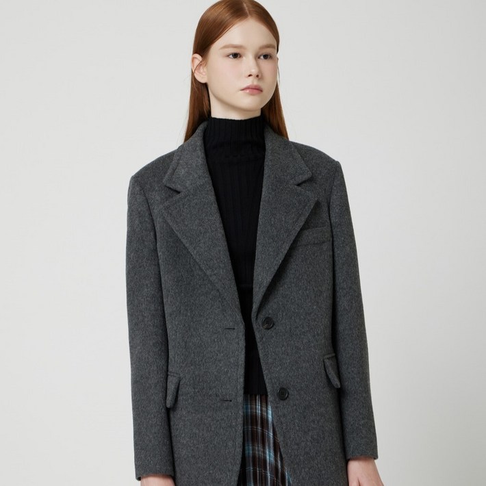 [AK플라자] [씨씨콜렉트] 울 블렌드 싱글 투버튼 자켓_C254MSF332