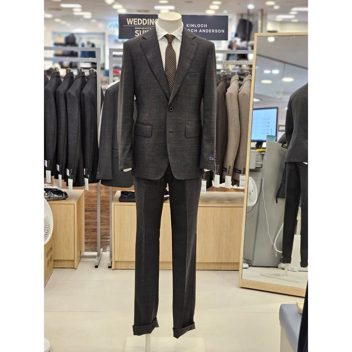 백화점무료배송 킨록 남성 편한 멜란지 그레이 윈도우패턴 클래식 남자수트 캐주얼정장 NFIS04