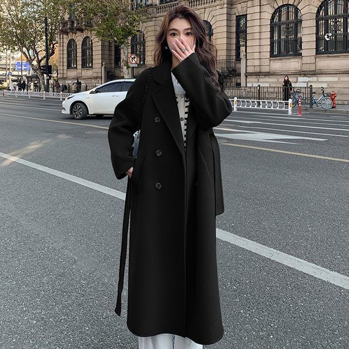 죠니제리 여성 겨울 카라넥 롱 코트 울혼방 카라넥 루즈핏