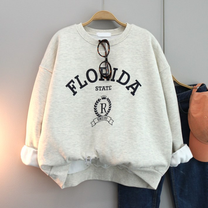 달콩 여성 기모맨투맨 겨울티 크라운레터링오버핏맨투맨(기모)