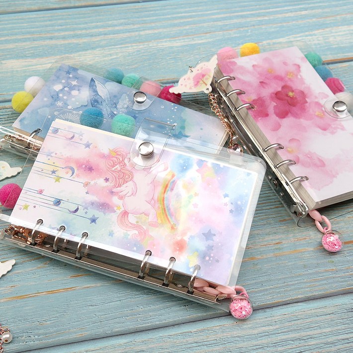 유니콘 다이어리 6공 A6 다이어리 만년형 예쁜 선물 고래, 벚꽃 3종 택1