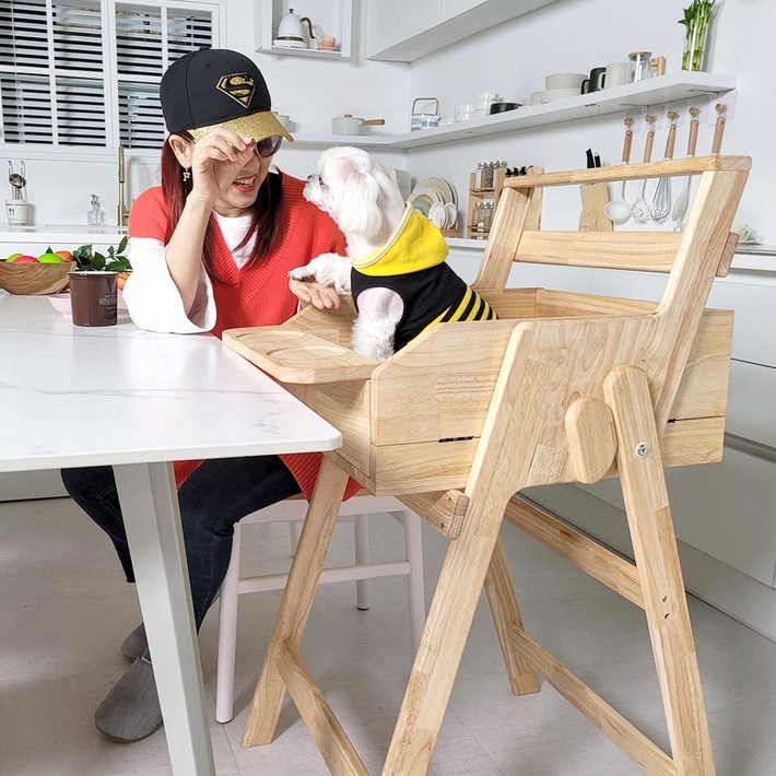 접이식 강아지 눈맞춤 식탁의자 올라올라 펫체어 댕댕이 체어