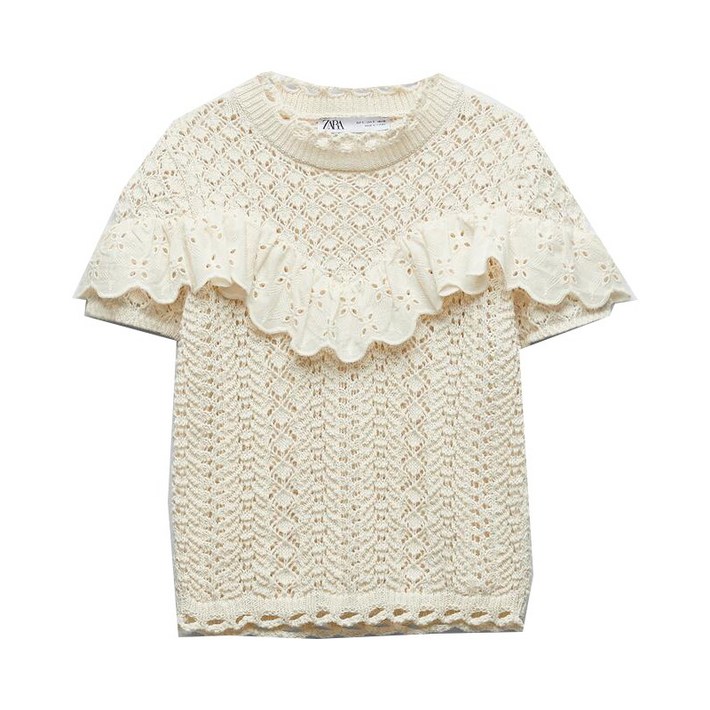자라 ZARA 여자반팔니트 레이스 펀칭 니트반팔티 10H0316 자라 ZARA 여자반팔니트 레이스 펀칭 니트반팔티 10H0316