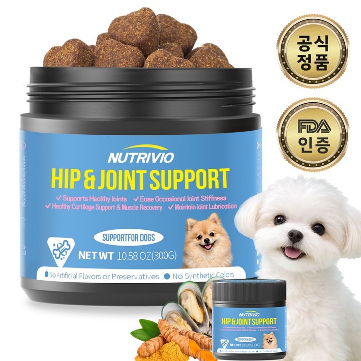 NUTRIVIO 강아지관절영양제 노령견 소형견 슬개골 대용량 콘드로이친 간식 강아지 종합 영양제
