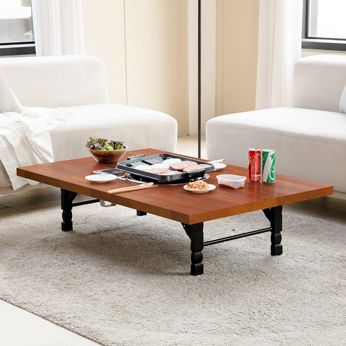 소담갤러리 멀바우 4인용 가정용 불판테이블 미우새 접이식테이블 불판식탁, 멀바우