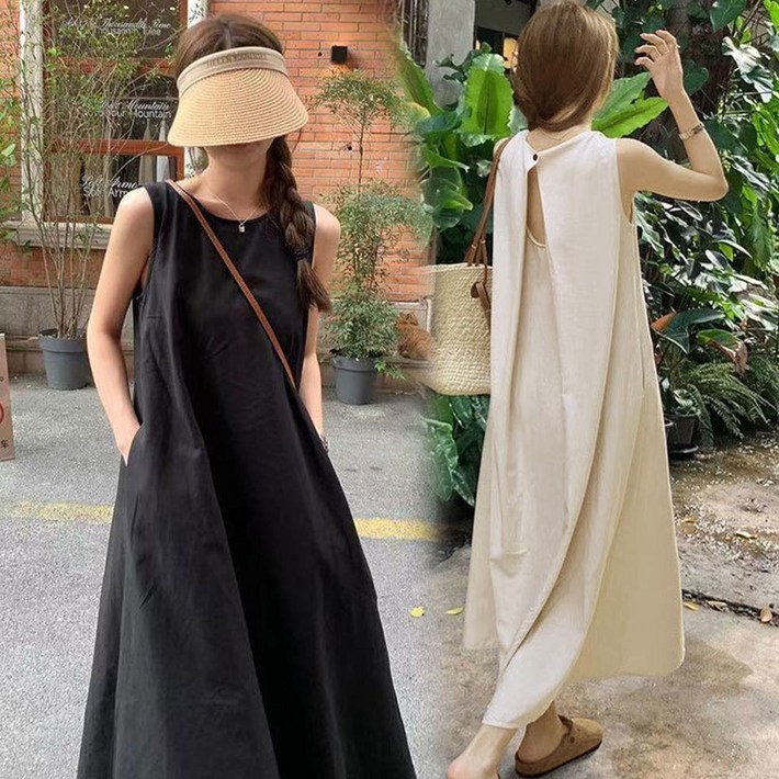 한그래 뷔스티에 여름하객룩 동남아 30대 레이어드 시원한 바캉스 뒤트임