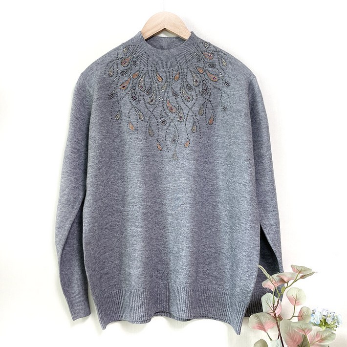 국민할매 엄마옷 할머니옷 물방울 반목 스웨터 니트 티셔츠BSTR4 요양원옷 봄 가을 겨울옷 니트티