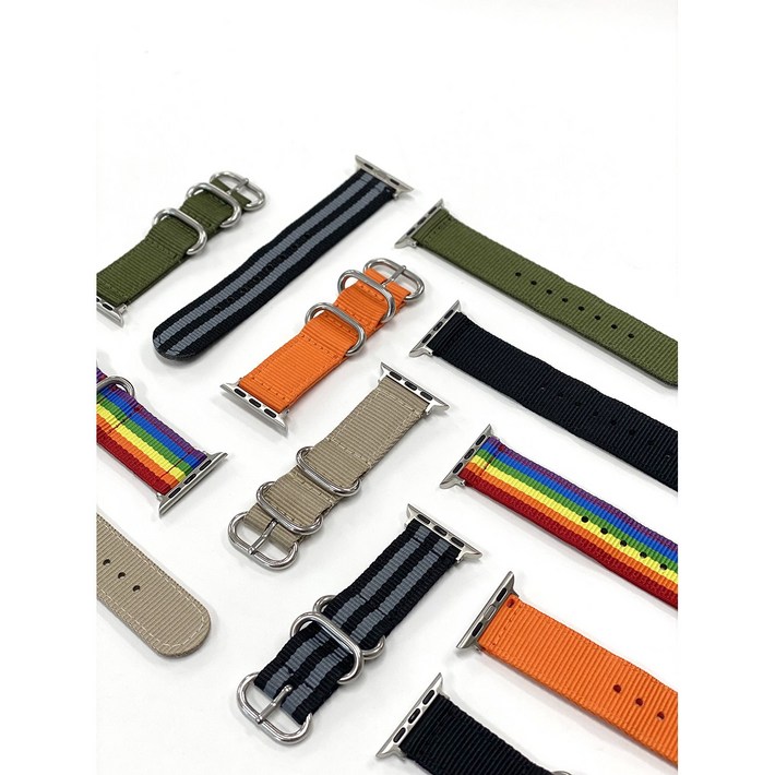 JIVA 애플 워치 호환 나토 밴드 34567SE 세대 스트랩 버클형 밴드 메탈 메쉬 시계줄 슬림 가죽