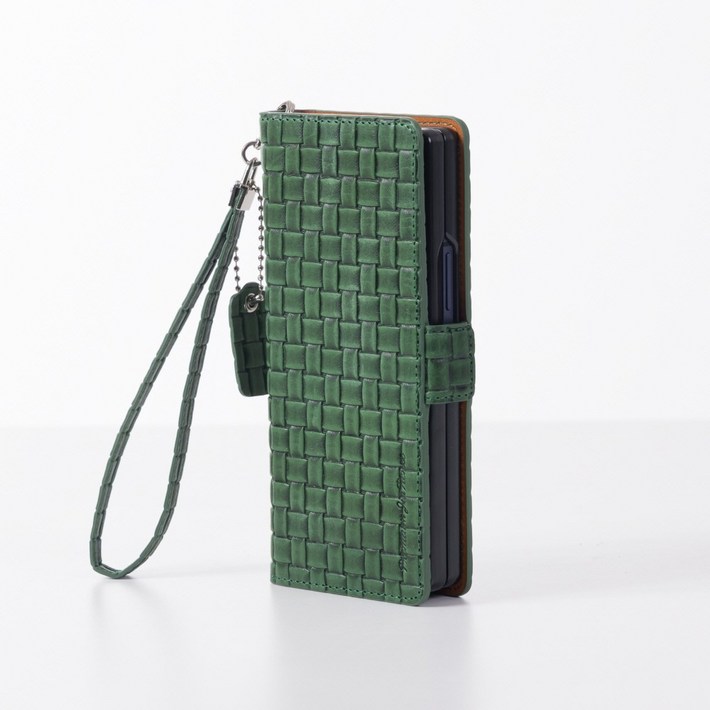 진렌체 비에토 갤럭시 Z폴드 메쉬 베지터블 천연 소가죽 지갑 케이스손목스트랩
