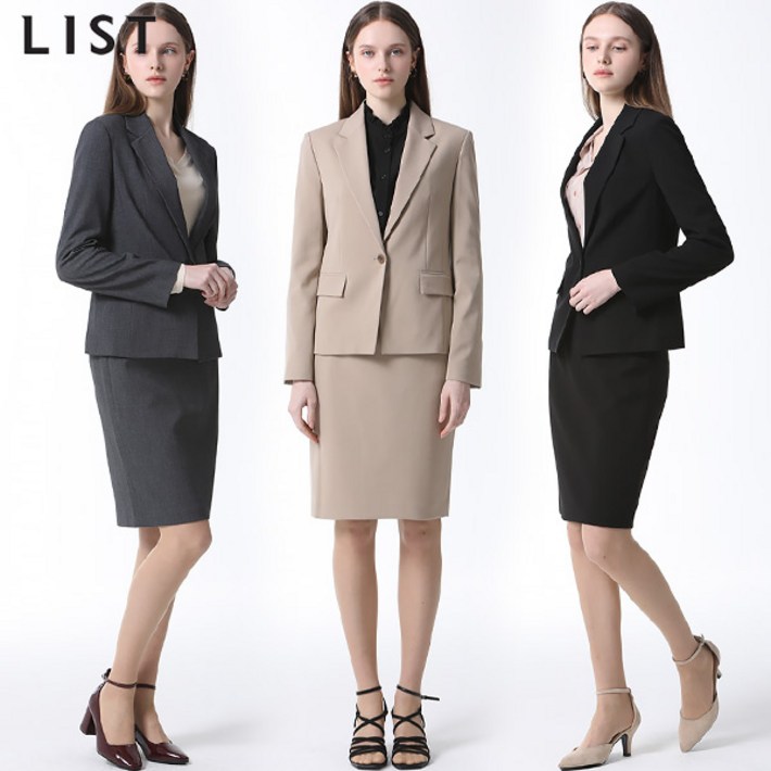 2SET [리스트(LIST)] 슬림 싱글 재킷+미디 스커트 2종세트 (택가격356000원)
