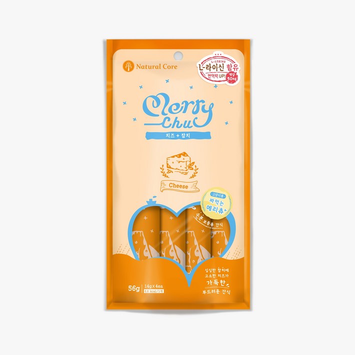 네츄럴코어 메리츄 고양이 간식 츄르스틱 8팩, 8개, 치즈참치 4P