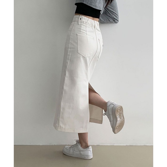 부기샵 숏롱 2단기장 여성 롱 스커트 헤이블 코튼 롱 스커트