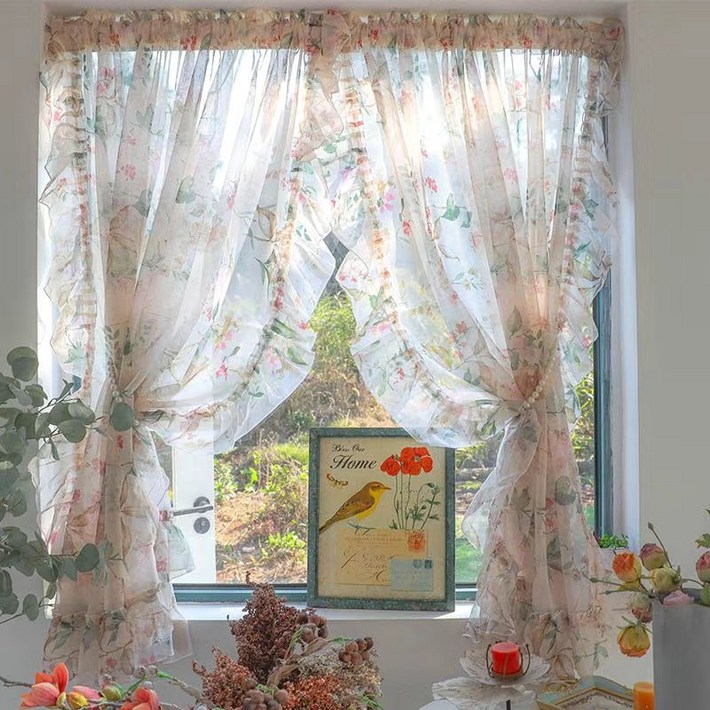 몽환 꽃 커튼 궁중풍의 작은 커튼