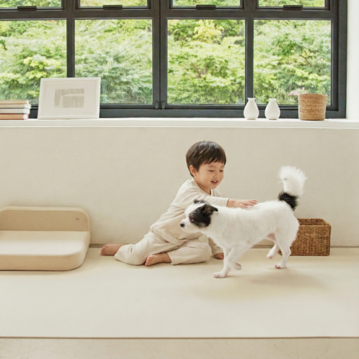 하개랩 강아지 논슬립 방수 친환경 패밀리 롤매트, 1개, 아이보리