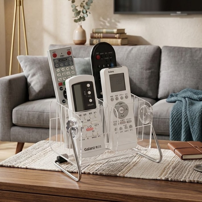 투명 칸막이 리모컨꽂이 리모컨 수정리함, 1개, 스텐투명