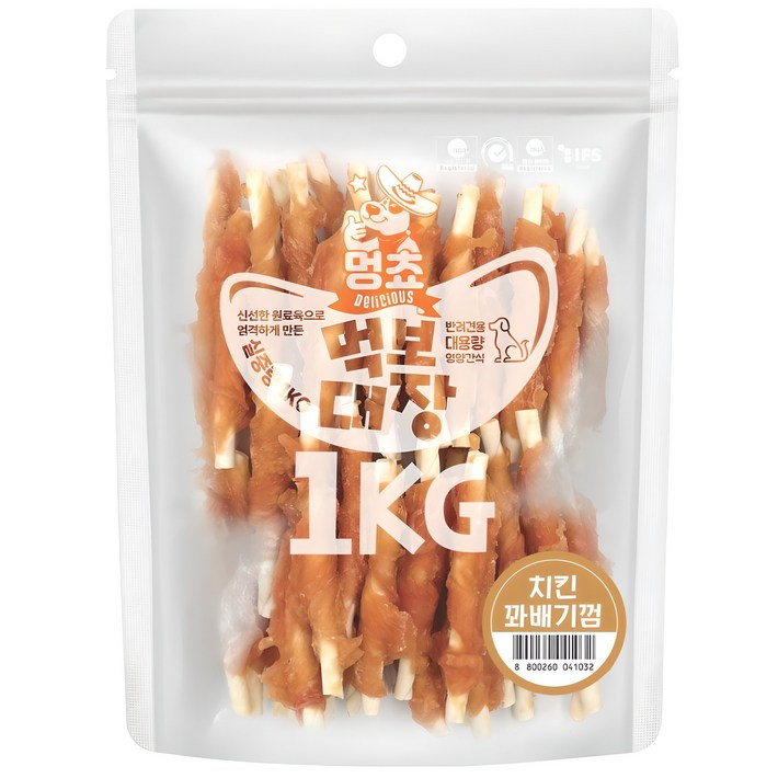 멍쵸 먹보대장 1kg 9종 강아지간식, 1개, 1kg, 먹보대장 치킨꽈배기껌 멍쵸 먹보대장 1kg 9종 강아지간식, 1개, 1kg, 먹보대장 치킨꽈배기껌