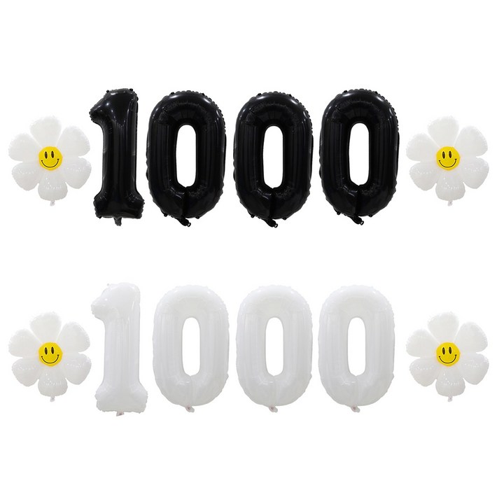 해피쏘굿 1000일 데이지 풍선세트, 화이트숫자세트, 1세트