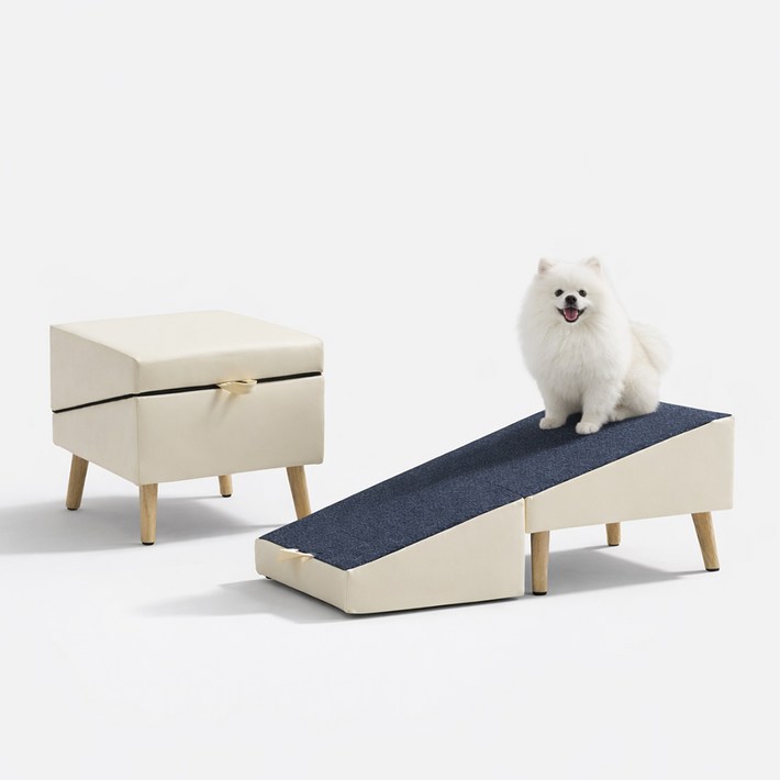 접이식 논슬립 강아지계단, 1개, 크림