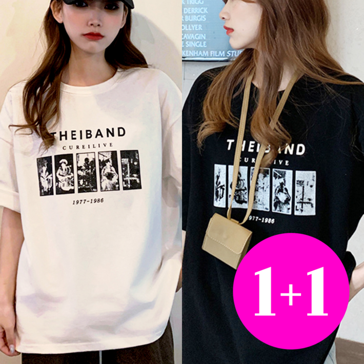 데일리쮸 여성 루즈핏 반팔 티셔츠 2장세트