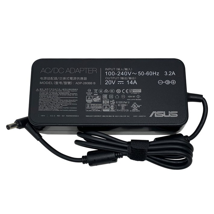 ASUS 정품 노트북 충전기 20V 14A 280W 전원 어댑터 ADP280BB B, ASUS 280W 6.0 PC 케이블, 1개