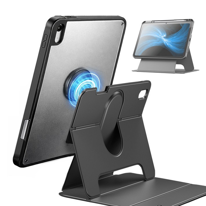 비스비 아이패드에어11 7세대 6세대 5세대 4세대 플렉스뷰 마그네틱 거치대케이스분리형 가로세로스탠딩, 다크 그레이, 1개