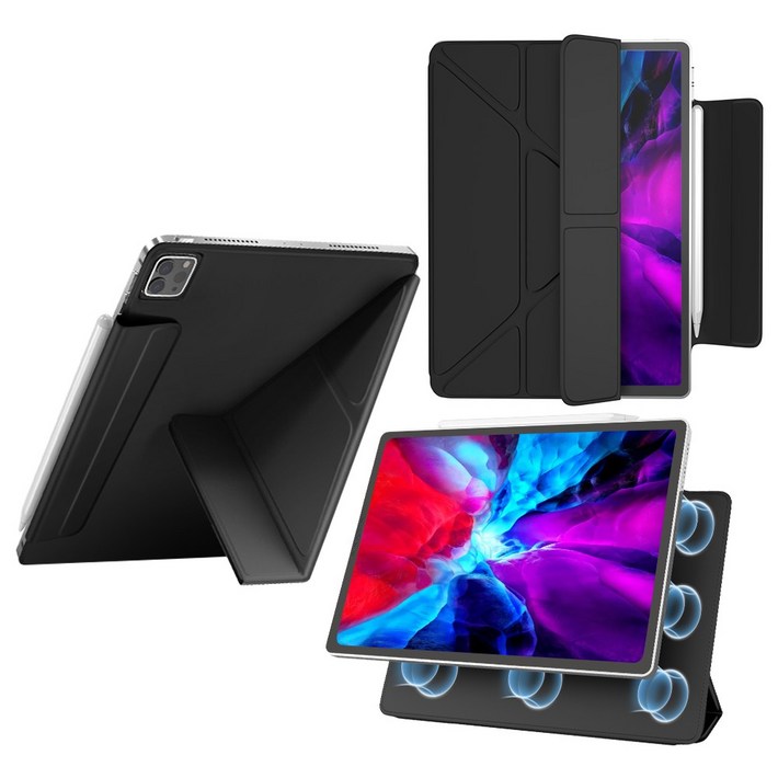DANYCASE Y형 마그네틱 분리 태블릿 커버 아이패드 케이스, 블랙 DANYCASE Y형 마그네틱 분리 태블릿 커버 아이패드 케이스, 블랙