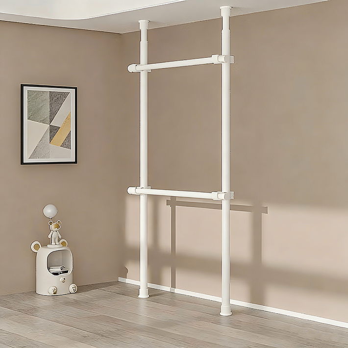 기본형 2단 고정식 옷걸이 행거, 튼튼한 굵은기둥 와이드가로봉