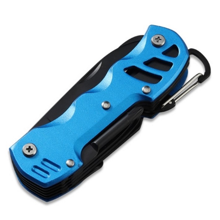 Dr.Tools 다용도 16 in 1 맥가이버 칼 캠핑 멀티툴 만능 공구 생존 등산, 블루