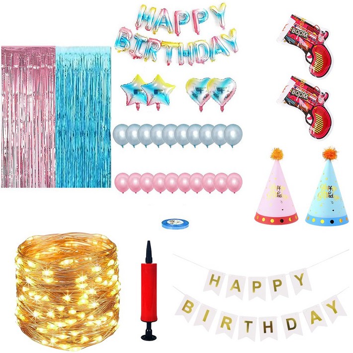 뷰티5도씨 생일풍선 세트폭죽2P줄 조명공기 주입기모자2P추가 가랜드, 1개, 레인보우 뷰티5도씨 생일풍선 세트폭죽2P줄 조명공기 주입기모자2P추가 가랜드, 1개, 레인보우