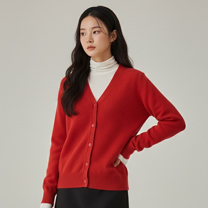 루타미 울100 클래식 브이넥 가디건